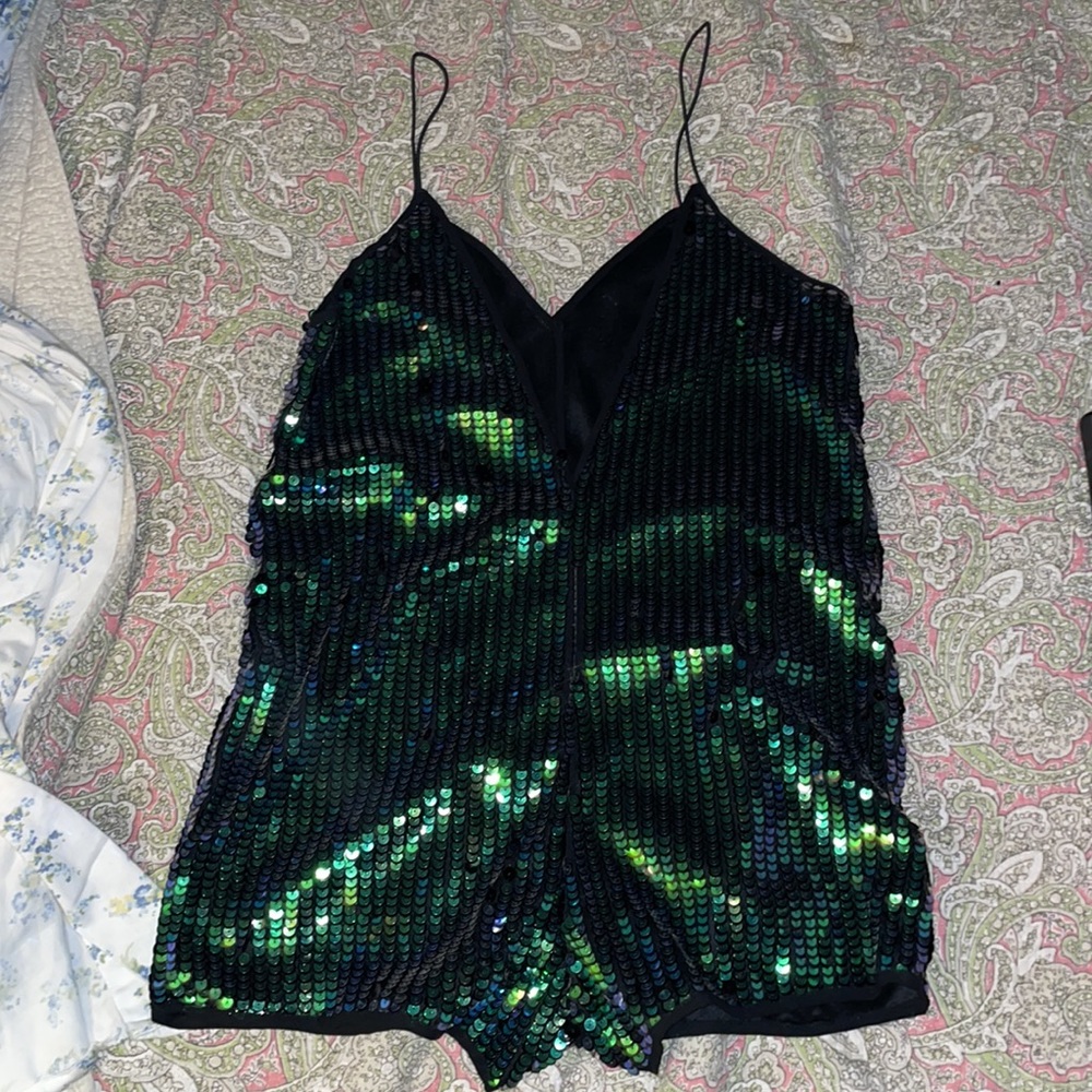 PrettyLittleThing sequin spaghetti strap romper size 8 - Picture 2 of 4